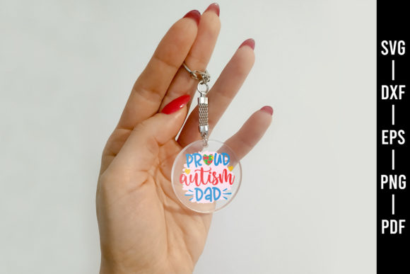 Proud Autism Dad SVG Keychain Graphics for Crafts